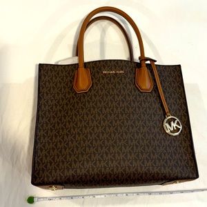 Michael Kors Brown Saffiano Logo Tote